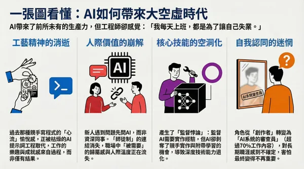  「每天上班，都是為了讓自己失業」AI 大空虛時代：人際關係、職人工藝不再重要，職涯發展更是一片黑