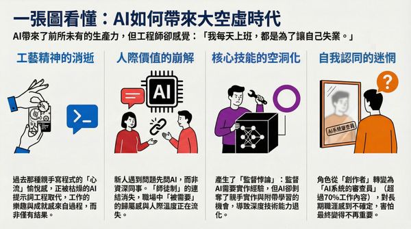  「每天上班，都是為了讓自己失業」AI 大空虛時代：人際關係、職人工藝不再重要，職涯發展更是一片黑