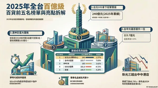 2025百貨洗牌！101奪冠、漢神逆襲，排行榜揭示贏家「不賣商品賣時間」的生存法則