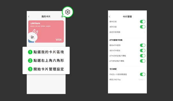 LINE Bank信用卡安全鎖