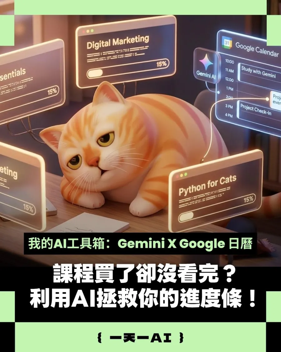 線上課程買了都沒上？2組提示詞，讓Gemini把章節排進Google日曆