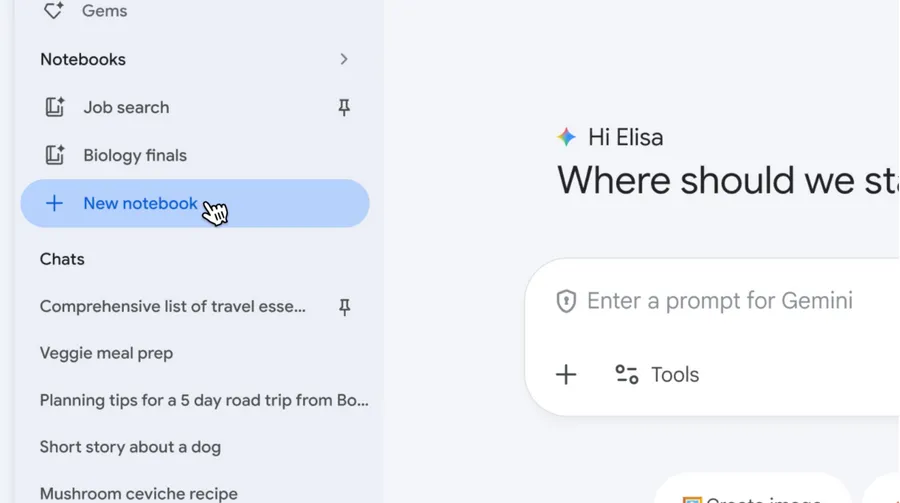 Gemini新功能「notebooks」上線！串接NotebookLM，讓你把對話、文件整理成專屬AI知識庫