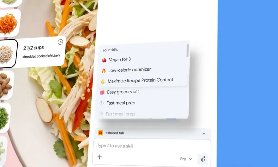 Chrome內建Gemini Skills！輸入「/」叫出提示詞，跨分頁比價、掃文件一鍵搞定