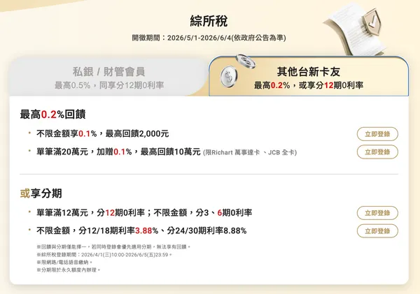 #0 台新繳稅方案