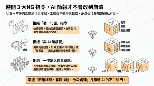  用 NotebookLM 做簡報不再改到崩潰！避開 3 個 NG 指令，學會「先大綱、後排版」一次搞定 
