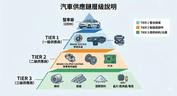 汽車領域Tier1、Tier2、Tier3