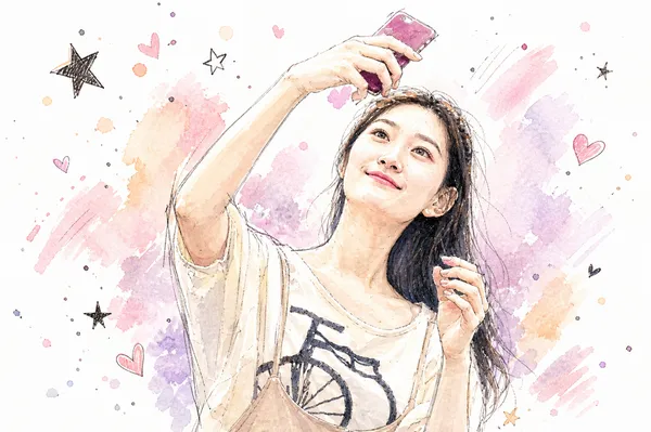 日系水彩手繪插畫風