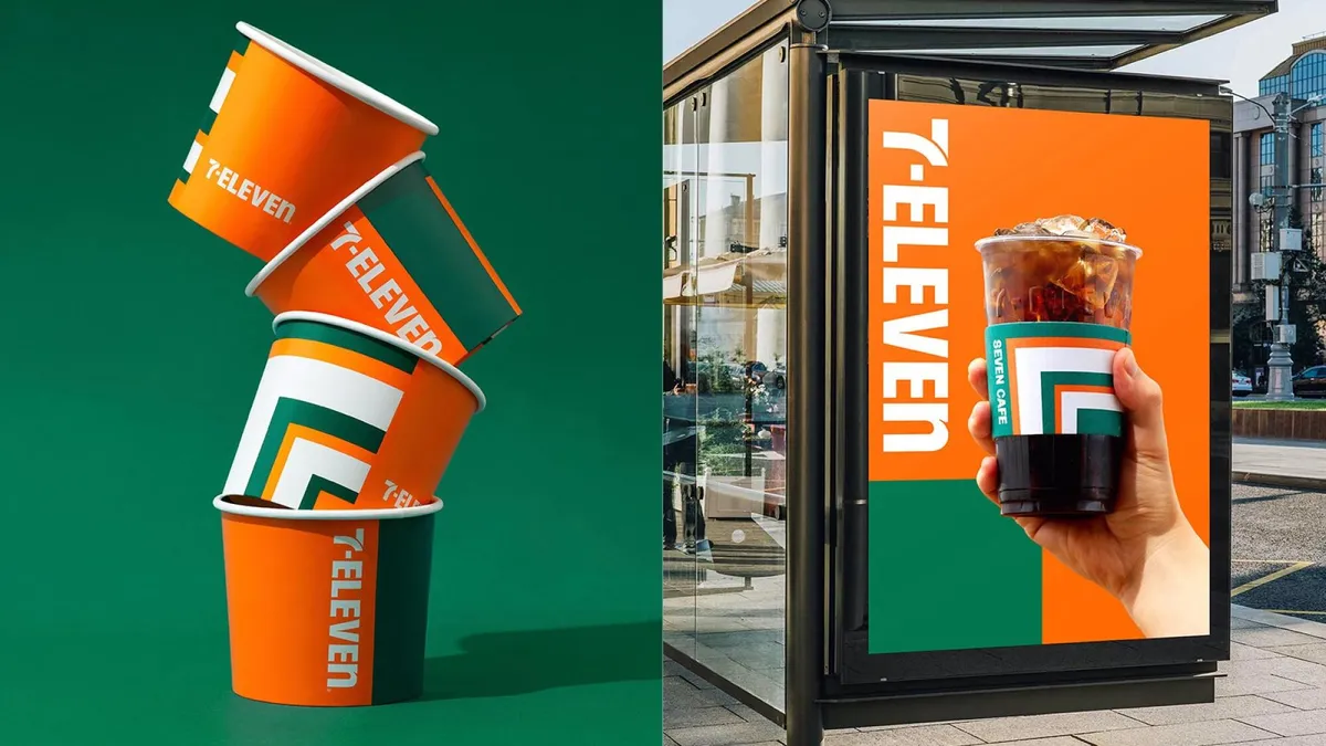 韓國 7-ELEVEN 全新視覺識別系統！設計團隊 MHTL 以數字「7」延伸設計，搭配經典橘綠色彩打造活潑形象