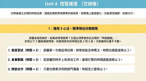  部屬總是趕不上期限？別只問「幾天能給」，用 2 張表抓準時程、排好追蹤節奏