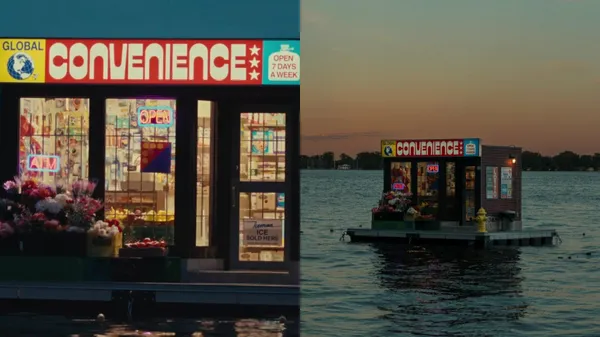 多倫多港的漂浮商店！公共藝術裝置《Global Convenience》：商品陳列架一應俱全，卻永遠無法入內？