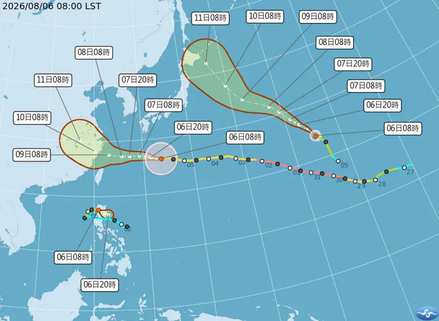 颱風最新動態｜白海豚8/7通過琉球，週六日北部雨勢加大