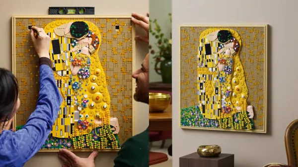 樂高史上最大藝術系列！4000 片積木重現克林姆名畫《吻》，幾何圖騰與金箔質感皆細緻還原