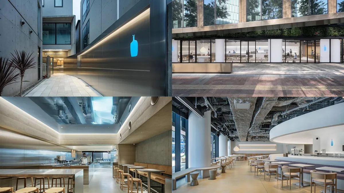 Blue Bottle 原宿、博多新店亮點！TEKI DESIGN 透過金屬立面、漣漪曲線將地景融入咖啡空間