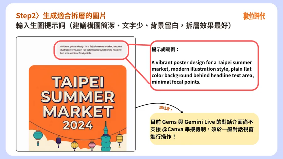 Gemini圖片怎麼轉Canva編輯？5步驟教學：呼叫@Canva、好用提示詞範例，免費付費版差在哪？