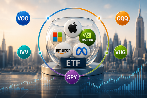  投資美股ETF 前必看！VOO、QQQ、VUG 5檔ETF 追蹤，報酬率、前十大持股、管理費整理