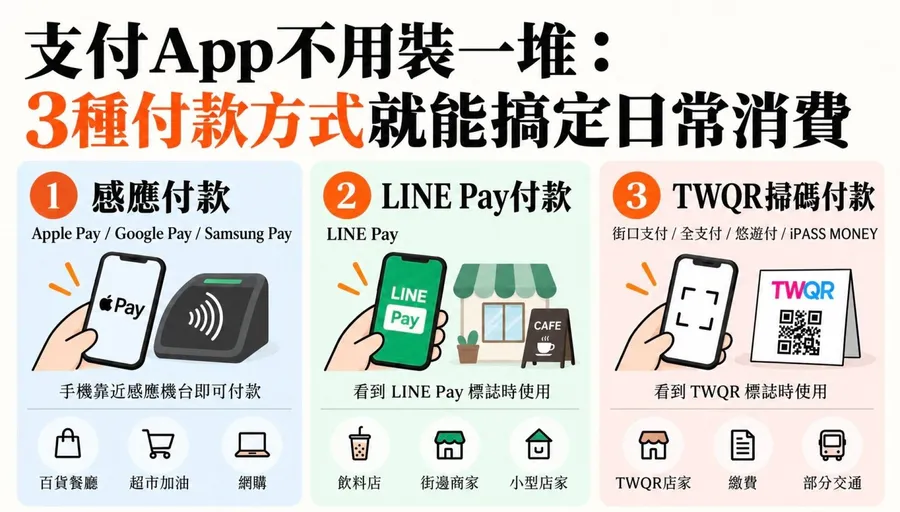 手機塞滿支付App？拆解3種消費情境，教你找出真正需要的支付組合