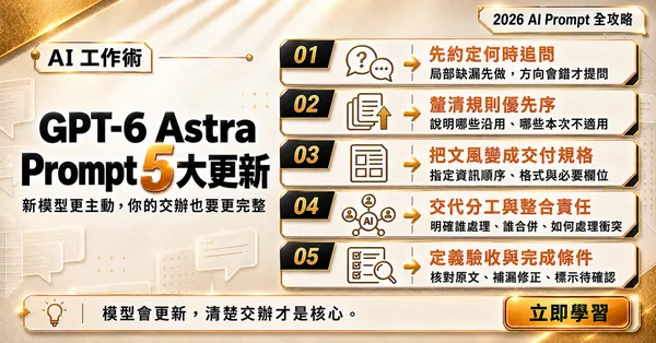  好的指令，不該讓 AI 觀落陰！GPT-6 Astra 官方提示詞指南：想提升品質，要掌握「委派六問」