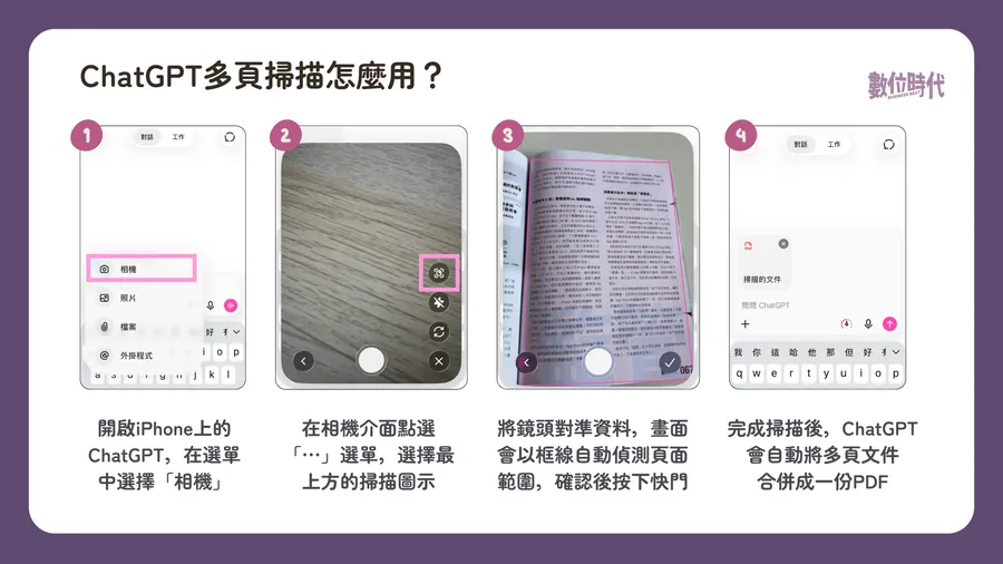 ChatGPT新增文件掃描功能！手機連拍多頁可合併成PDF，5步驟教學+4種提問指令一次看